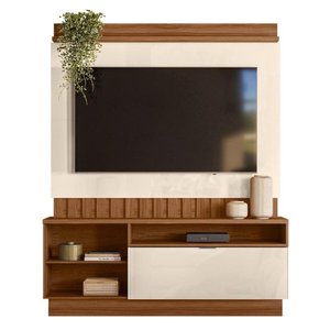 Estante Home Diamantina 150cm para Tv até 60” - Mobler:amendoa / Off White