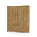 Ver imagem 1 de Guarda-roupa Toro 6 Portas Nature 3 Cabideiros Puxadores Metalizados Casal