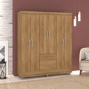 Ver imagem 3 de Guarda-roupa Toro 6 Portas Nature 3 Cabideiros Puxadores Metalizados Casal
