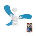 Ver imagem 1 de Ventilador Teto Super Baby Colors 3pás Mdf Branco/azul 110v+controle Venti-delta