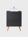 Ver imagem 1 de Gabinete para Banheiro com Tampo e Cuba 60cm Retro Mdf Grafite Milano - On Móveis