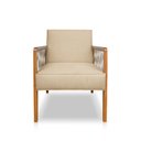 Ver imagem 3 de Poltrona Decorativa Base de Madeira Maya Linho Dourado - Loja Sheep