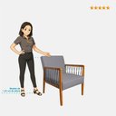 Ver imagem 7 de Poltrona Decorativa Base de Madeira Maya Linho Dourado - Loja Sheep