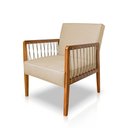 Ver imagem 1 de Poltrona Decorativa Base de Madeira Maya Linho Dourado - Loja Sheep