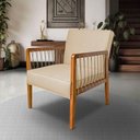 Ver imagem 2 de Poltrona Decorativa Base de Madeira Maya Linho Dourado - Loja Sheep