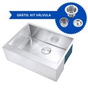 Ver imagem 1 de Kit Cuba Americana Farmhouse Flat Aço Inox 1mm Escovado SA105-PPF 65,3x49,8x22,8cm com Válvula GRÁTI