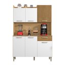 Ver imagem 1 de Armário de Cozinha Compacta 6 Portas e 1 Gaveta 121cm Florença Ripado Freijó-supremo - Pallazio