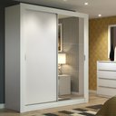 Ver imagem 1 de Guarda-Roupa Solteiro Madesa Dallas 2 Portas de Correr com Espelho 2 Gavetas Branco Cor:Branco