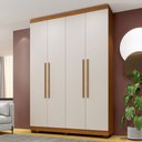 Ver imagem 1 de Guarda-roupa Casal Bari 4 Portas 3 Gavetas Cinamomo/off White - Panorama Móveis