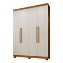 Ver imagem 2 de Guarda-roupa Casal Bari 4 Portas 3 Gavetas Cinamomo/off White - Panorama Móveis