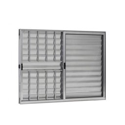 Janela Veneziana Alumínio Lado Esquerdo 3 Folhas Com Grade 100x120cm Brilhante Allo Esquadrias - 1