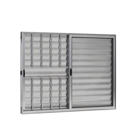 Janela Veneziana Alumínio Lado Esquerdo 3 Folhas Com Grade 100x120cm Brilhante Allo Esquadrias