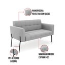 Ver imagem 3 de Sofá Namoradeira e Poltrona Pé de Ferro Preto para Sala Elisa Suede D03 - D'Rossi Cor Cinza
