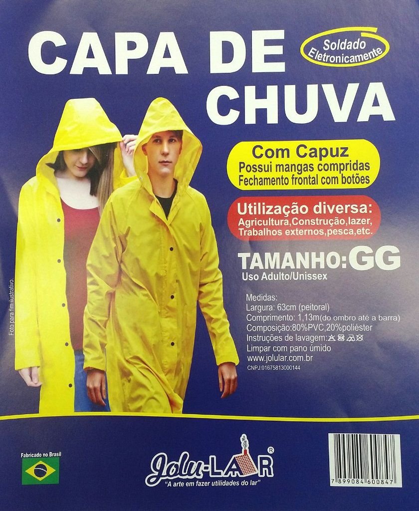 Capa de Chuva com Capuz Forrada Reforçada em Pvc - Tam. Gg - Obra Resistente Epi Reforçado - Panami - 4