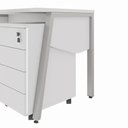 Ver imagem 5 de Mesa Escrivaninha 120cm x 60cm Tampo Chanfrado e Gaveteiro Móvel com 4 Gavetas F5 Office Cor:Cinza
