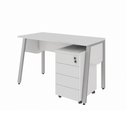 Ver imagem 2 de Mesa Escrivaninha 120cm x 60cm Tampo Chanfrado e Gaveteiro Móvel com 4 Gavetas F5 Office Cor:Cinza