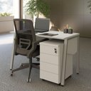 Ver imagem 7 de Mesa Escrivaninha 120cm x 60cm Tampo Chanfrado e Gaveteiro Móvel com 4 Gavetas F5 Office Cor:Cinza