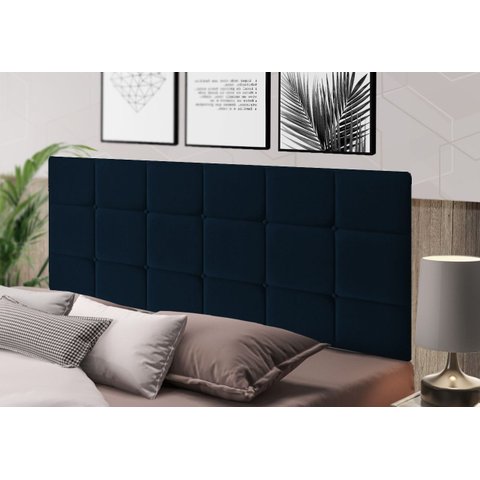 Cabeceira Painel Estofada Casal 140cm Dobrável Cama Box Padrão Calipha Azul