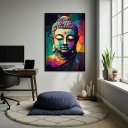 Ver imagem 2 de Quadro Decorativo Buda em Cores 70x50cm Mold Branca