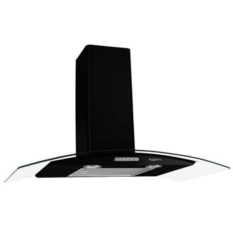 Coifa de Parede Fogatti Slim 90cm Vidro Curvo Preto - 110v
