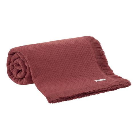 Colcha de Casal In Design com Franja Buddemeyer Vermelho 1568