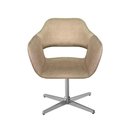 Ver imagem 1 de Poltrona Zara Giratória Base Metal Suede Linho Marrom Bella Decor
