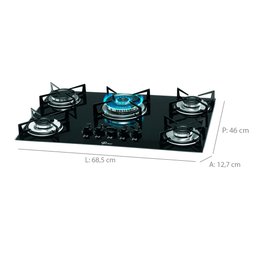 Cooktop 5 Bocas Fischer Elétrico Tripla Chama Vidro Temperado Preto Ébano Bivolt - 6