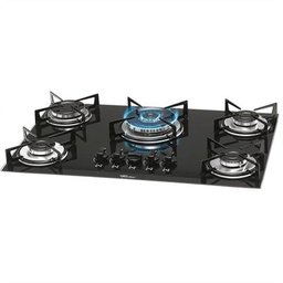 Cooktop 5 Bocas Fischer Elétrico Tripla Chama Vidro Temperado Preto Ébano Bivolt - 1