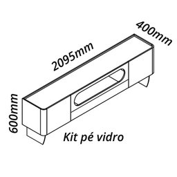 Rack Nobre Pés Vidro Com Painel Ripado Nobre TV 85 Pol 230x250 Gelius Naturale/Off White - 8