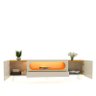 Rack Nobre Pés Vidro Com Painel Ripado Nobre TV 85 Pol 230x250 Gelius Naturale/Off White - 4