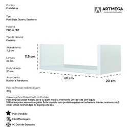 Kit Completo 3 Nichos para Sala de Estar Prateleira Multiuso Decoração 60x20 - 3