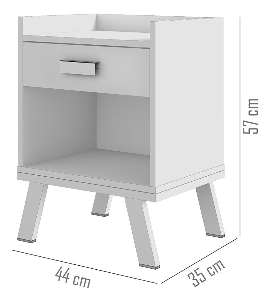 Mesa De Cabeceira Manu Pés Em Aço Gaveta Industrial Moderna - Branco/Dourado - 3