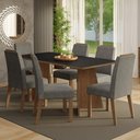 Ver imagem 1 de Conjunto Sala de Jantar Tampo de Madeira 6 Cadeiras Rustic/preto/silver Minsk Madesa