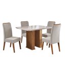 Ver imagem 1 de Conjunto de Mesa Sala de Jantar Ripado Tampo com Vidro Mond 1,20m 4 Cadeiras Sofia Madeirado Veludo