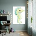Ver imagem 1 de Quadro Decorativo Cavalo Marinho Verde 70x50cm Mold Preta