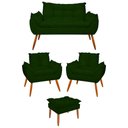 Ver imagem 1 de Kit 2 Poltronas + Namoradeira + Puff Opala Decorativa Balaqui Cor:verde