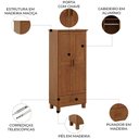 Ver imagem 3 de Guarda Roupa Solteiro 82cm 2 Portas Madeira Maciça Lone Castanho F07 - Mpozenato