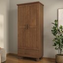 Ver imagem 2 de Guarda Roupa Solteiro 82cm 2 Portas Madeira Maciça Lone Castanho F07 - Mpozenato