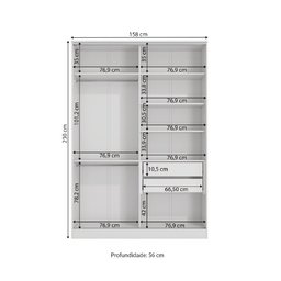 Guarda Roupa 2 Portas de Correr 158cm N537 Kappesberg - Branco - 2