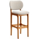Ver imagem 6 de Kit 02 Banquetas Alta Bar Cozinha Sala Jantar Fixa Betta L02 Imbuia Bouclê Creme - Lyam Decor