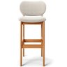 Kit 02 Banquetas Alta Bar Cozinha Sala Jantar Fixa Betta L02 Imbuia Bouclê Creme - Lyam Decor - 3