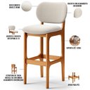 Ver imagem 4 de Kit 02 Banquetas Alta Bar Cozinha Sala Jantar Fixa Betta L02 Imbuia Bouclê Creme - Lyam Decor
