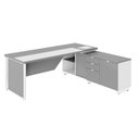 Ver imagem 2 de Escrivaninha Mesa Escritório Diretor em L com Armário Lateral e Caixa de Tomadas 3 Gavetas 180cm Cor