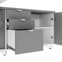 Ver imagem 7 de Escrivaninha Mesa Escritório Diretor em L com Armário Lateral e Caixa de Tomadas 3 Gavetas 180cm Cor