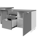 Ver imagem 6 de Escrivaninha Mesa Escritório Diretor em L com Armário Lateral e Caixa de Tomadas 3 Gavetas 180cm Cor