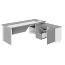 Ver imagem 5 de Escrivaninha Mesa Escritório Diretor em L com Armário Lateral e Caixa de Tomadas 3 Gavetas 180cm Cor