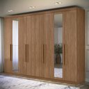 Ver imagem 7 de Guarda Roupa Casal com Cômoda Master New 8 Portas de Bater 4 Gavetas MDP Jatobá Acetinado Santos