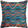 Capa De Almofada Suprema 50x50cm Ondas Azul E Laranja - 1