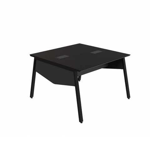 Mesa Escritório Plataforma 2 Pessoas 135cm com Tampo Chanfrado Industrial Executive Preto