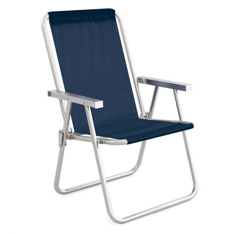 Cadeira De Praia Azul Marinho Alumínio Conforto 110kgs Mor - 2